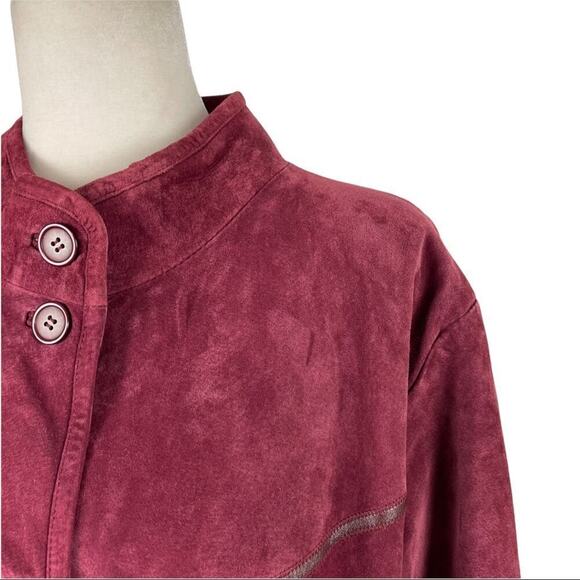 Linea by Louis Dell'Olio 100% Suede & Leather Cross Stitching Jacket Boho SZ 1X - Picture 6 of 15